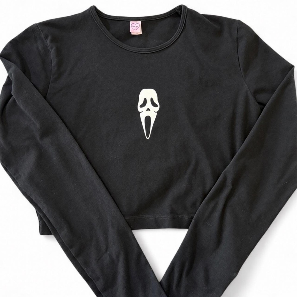 Scream Ghostface cropped long sleeve top